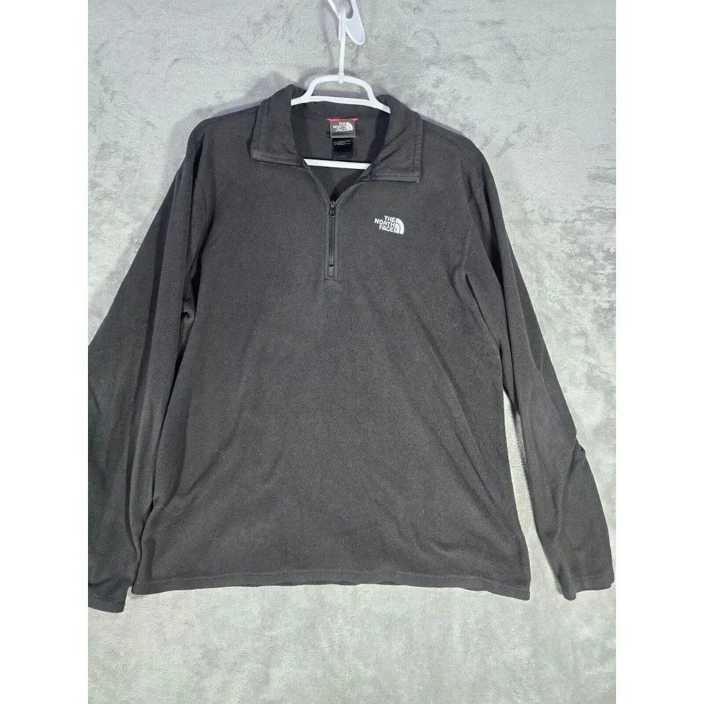 The North Face Pullover Mens Medium Fleece Long Sleeve Black Zip‎ Collared